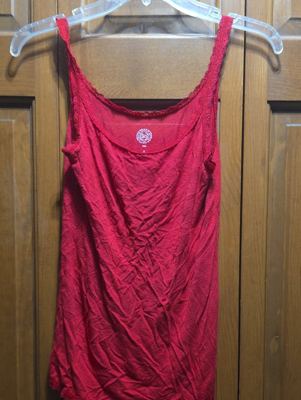 Red Lace-Trim Tank Top - SO